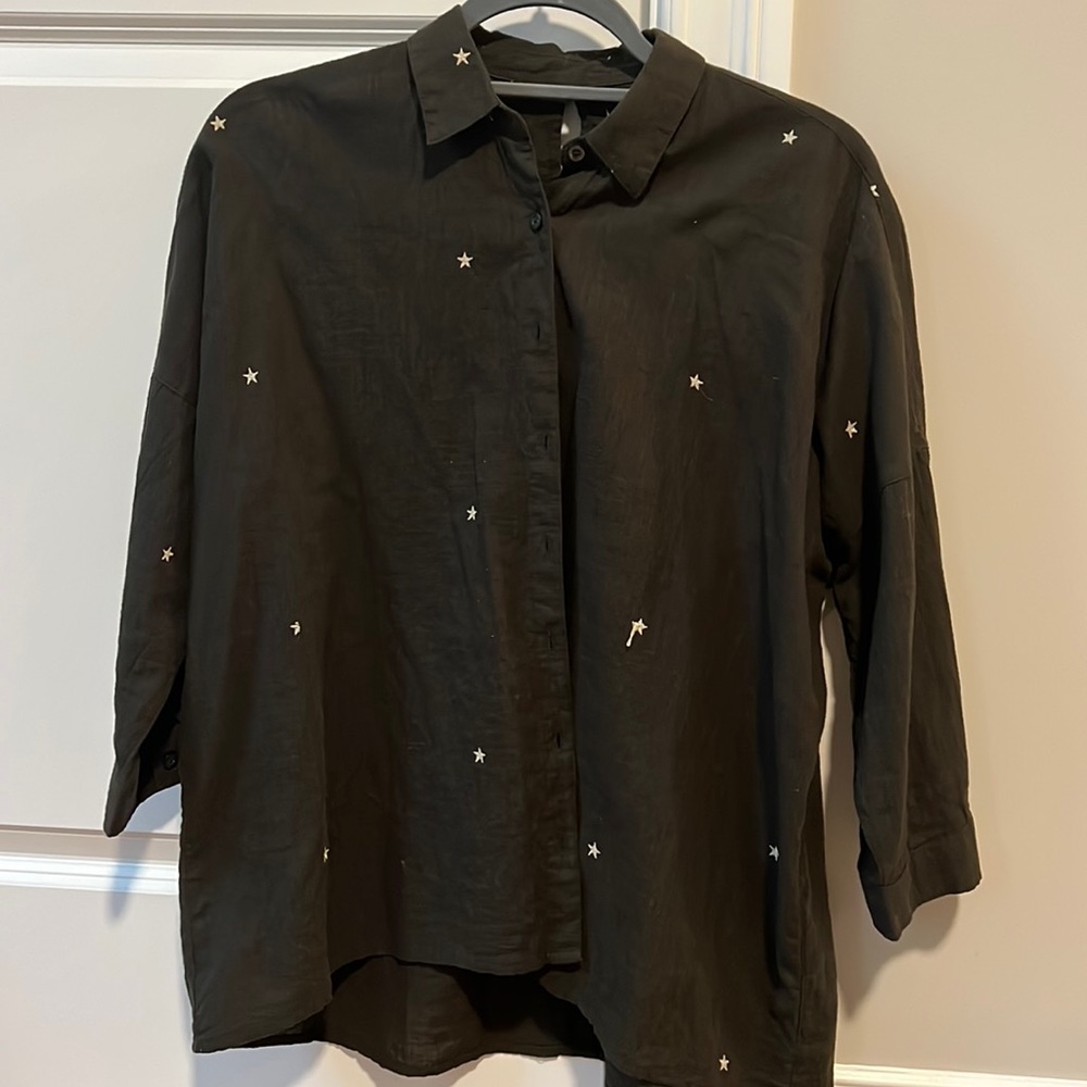 Long sleeve button up shirt with stars